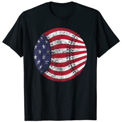US American Flag Baseball Patriotic Baseball Women Kids Men T-Shirt