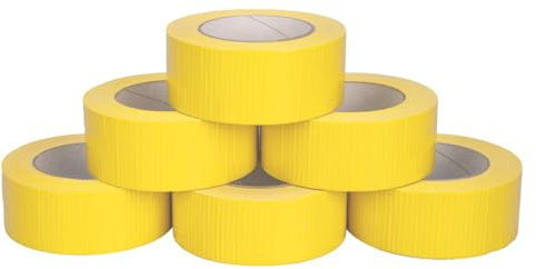 verpacking Premium Panzertape 50 m x 48 mm Gelb Gewebeband Gaffa Tape Reparaturband hohe Klebekraft Klebeband mit Naturkautschuk-Kleber (6 Stück)