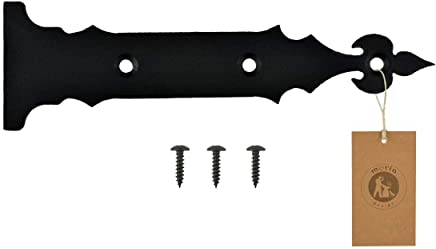 MoriaDesign Rustikal Scharniere Attrappen - 200 x 60 x 2 mm - Schwarz - Torband Schwarz Schmiedeeisen - Scharnier für Gartentore, Holztüren, Holztore und Fensterläden, Dekorative Kreuzgehänge
