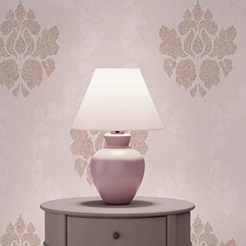 TADESSI WTD 477 Baroque Giulia M1-No.477 Papier peint intissé Rose avec ornements classiques pour salon, chambre à coucher, cuisine