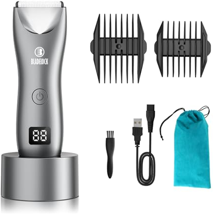 ENSSU Intimrasierer Mann, Elektrischer Körperhaartrimmer für Männer mit extra hautschonender Keramikklinge, Körperrasierer mitLED-Licht &Ladestation, Aufladbar Schamhaartrimmer für Männer, Wasserdicht