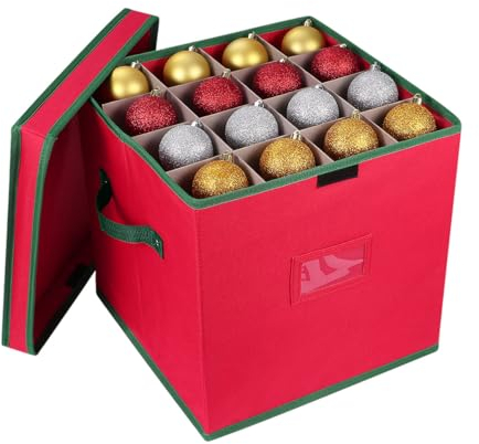 Alipis Weihnachtsdeko Weihnachtskugel-Aufbewahrungsbox Feiertagsornament-Organizer Mit Verstellbaren Trennwänden Und Deckel Fasst Bis Zu 64 Weihnachtskugeln Ornament Aufbewahrungsbox