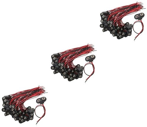 Angoily 150 Piezas Conector De Batería De 9v Clip De Batería De 9 Voltios Conexión De Cable Tipo t Conector De Batería para Experimento Abrazadera De Batería 6cm Cuero PU Hilo De Hebilla