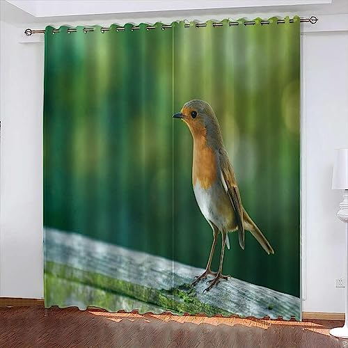 Vorhang, Kinderzimmer, 3D Tier Vogel Kindervorhänge Mit Ösen, Polyestervorhänge, Wärmeschutzvorhang, Blickdichter Vorhang Mit Ösen, Kindervorhänge Für Wohnzimmer, Schlafz-3O5H1D2F4S0