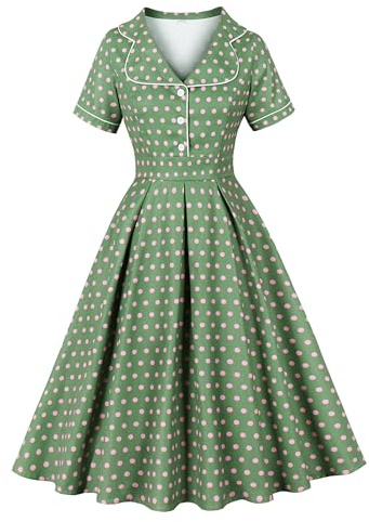 Wellwits Women's 1950s Vintage Blazer Cocktail Dress | Polka Dots,Cocktail Party,Swing,Non-stretchy Fabric,Bright Colors