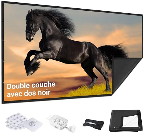 84 inch Projector Screen Upgraded- Black Backing, Straight Edges, Foldable, Washable and Wrinkle-Free - for Indoor Home Theater and Outdoor Cinema -White 16:9 by IOLIEO