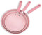 AVEKI Lot de 3 poêles à frire antiadhésives roses avec revêtement antiadhésif, poêle à œufs en aluminium avec poignées qui restent froides, ustensiles de cuisine pratiques pour la maison et le