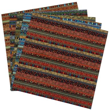 Hohopeti 5 Blätter Ethno Selbstgemacht Stoffe Bunte Baumwollstoffe 48x48cm Bedruckte Bastelstoffe Für Patchwork Und Nähen Leicht Und Langlebig Für Handarbeiten Und Festlichkeiten