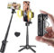 MAGIC JOHN für Selfie Stick, Selfiestick Klein mit Fülllicht, Bluetooth Handy Stativ mit Abnehmbarer Fernbedienung Kompatibel für iPhone, Samsung und Smartphones