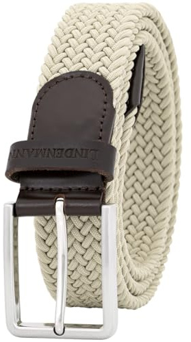 LINDENMANN Stretchbälte för män, textilflätat bälte för golf beige, sand, bundweite 100 cm gesamtlänge 115 cm B 39,5 XL