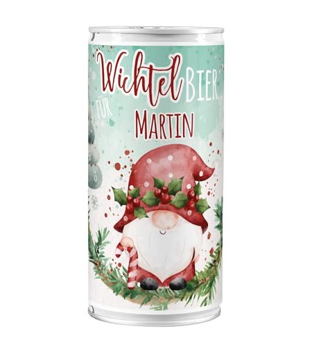 Lustapotheke® XXL Weihnachtsbier personalisiert mit Name – 1 L Bierdose mit Wichtelmotiv – Wichtelgeschenk für Männer