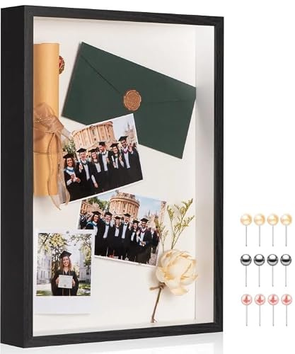 MUXIUNT 3D Bilderrahmen zum Befüllen Groß A3 Mit Verdickte Acrylplatte | mit Stecknadeln und Leinenrücken, 4.3 cm tiefer Bilderrahmen zum Befüllen – Ausstellung, Trikot, Basteln, Hochzeit, Andenken