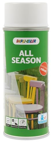 DUPLI-COLOR ALL SEASON RAL 9003 Signalweiß glänzend 400 ml - Sprühfarbe | Flexible Kunstharz-Qualität, Wetter- & UV-beständig, Schnelltrocknend, vielseitig einsetzbar auf diversen Untergründen