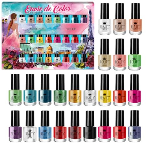 Envie De Color Nagellack-Set – Komplette Kollektion mit 24 Farben in einer künstlerischen Paris-London-Box – Britische Marke (Set B)