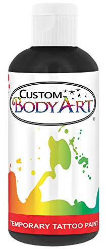 Custom Body Art Black Airbrush Body Paint 8oz - Alcohol-Based, Waterproof, Body Paint for Adults, Cosplay, Temporary Tattoos