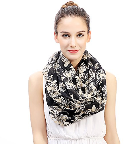 Lina & Lily tubhalsduk loop sjal scarf med tigrar (Svart)