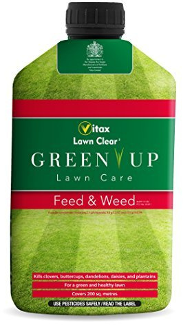 2 X Vitax 1L Green Up Liquid Lawn Feed and Weed
