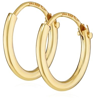 Nklaus 11mm Paar 375 Gelbgold Creole Gold Ohrringen Ohrschmuck Goldohrringe 3754