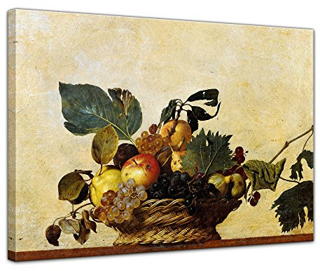 Bilderdepot24 tela immagine - Caravaggio - Cesto di frutta 40x30cm - murale Antichi Maestri foto su tela Immagine su tela pitture