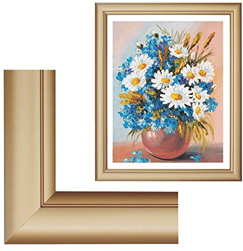 Bilderrahmen 40x50cm Gold ideal für Malen nach Zahlen Bilder (ohne Glas) | Dekorativer Bilderrahmen ohne Glas, ideal für Malen nach Zahlen Bilder, auch für Ölbilder und Acrylbilder geeignet