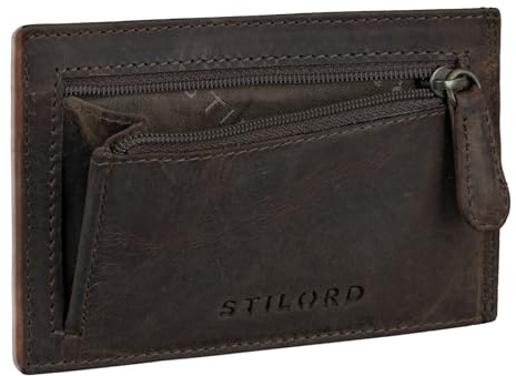 STILORD 'Trevor' Kredit-Kartenetui Leder RFID Herren Damen Mini-Börse Portemonnaie klein EC Kartenetui Slim Wallet Geldbörse Brieftasche Voll-Leder in Geschenkbox, Farbe:dunkel - braun