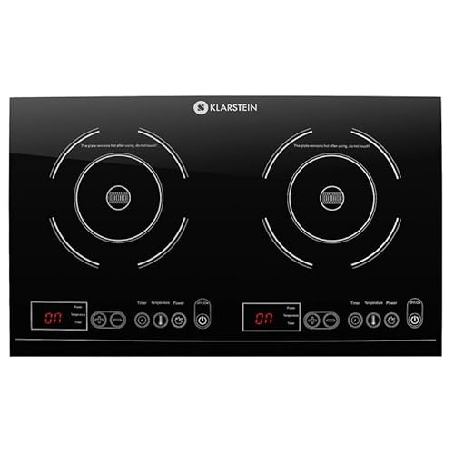 Klarstein Plaque Induction 3100W, Plaque de Cuisson Electrique à Induction, Plaque Induction 2 Feux, Tables de Cuisson Portable, Contrôle Tactile, Rechaud Electrique, Cuisinière Electrique Puissante
