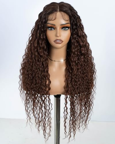 Style Icon Lace Front Perücken Wigs 71cm Curly Wellige Synthetische Perücken Für Frauen Tief mittel Teil Baby Haar Hitzebeständige Fasern Spitze Front
