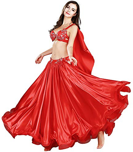 ROYAL SMEELA Bauchtanz Kleider ATS 12 Yards Röcke 360 Grad Big Swing Rock Strass BH Schal Arm-Ring Design 4 PCS Anzug Damen Maxi Tutu Röcke Kleid Tanzkostüm