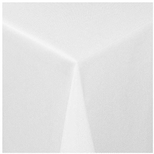 Tischdecke Damast Maßanfertigung im Leinen-Design in Weiss eckig 140x210 cm, weitere Farben und Größen wählbar