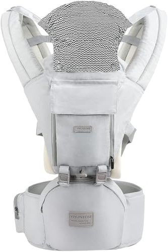 YIYUNBEBE Babytragen für alle Jahreszeiten, 3-in-1 Babytrage mit Hüftsitz, Babytrage Infantino Rucksack für Neugeborene bis Kleinkind, perfekt zum Wandern Einkaufen Reisen