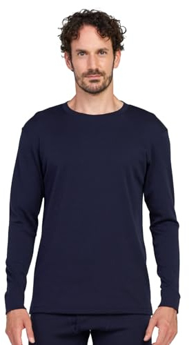LAPASA Herren 100% Merinowolle Mittelschwere Thermo-Unterwäsche, Thermo-Oberteile, Funktionelle Unterwäsche, Ski-Unterwäsche M67 Extra warm (L, Navy)