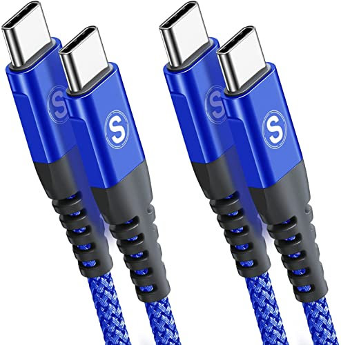 Lot de 2 câbles USB C vers USB C 1M，60 W 20 V/3,1 A Câble USB type C PD Câble de charge rapide avec nylon tressé pour MacBook Pro, iPad Pro, MacBook Air, ChromeBook Pixel, Galaxy S20/S10, Huawei