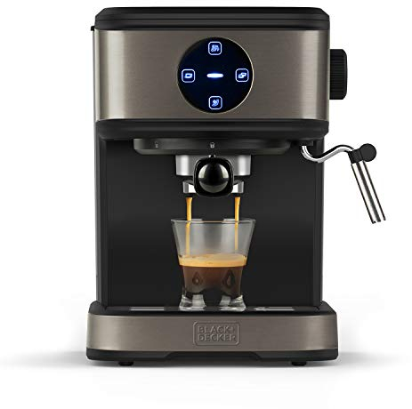 BLACK+DECKER BXCO850E - Macchina da Caffè Espresso, 20bar, 850W, 1,5L, Acciao Inox