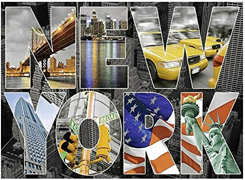 ZHXXFD Malen Nach Zahlen Erwachsene Mit Rahmen Landschaft New York City Kinder Malen Nach Zahlen Set Anfänger Ölgemälde Leinwand Paint By Numbers Adult DIY Acrylfarben Gemälde Set(A15)