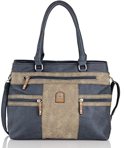 irisaa Handtasche Damen Shopper Mittelgroß Schultertasche Multifunktionale Henkeltasche Umhängetasche mit Abnehmbarem Schulterriemen und vielen Fächern, Damen Tasche:Navy