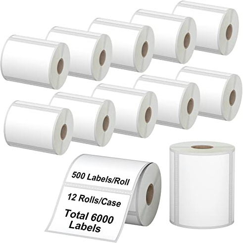 Labelchoice 12 Rolls 6000 Pcs 4x3 3-Proof Direct Thermal Shipping Labels 1 Core Compatible with Zebra LP2844 ZP450 ZP505 ZD420 GX430T GK420T ZT410 ZD421 and Rollo MUNBYN, 103mmx76mm Thermal Sticker