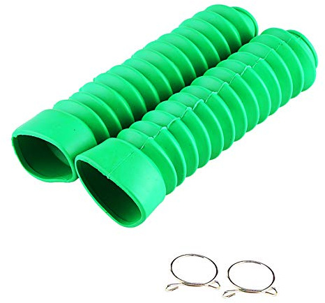 Coppia Copertura Forcella Anteriore per Moto, Forcella per Moto a Soffietto Copri Forcella in Gomma, Antiurto, Ammortizzatori Ghette Copertura 205 x 42 mm, Verde