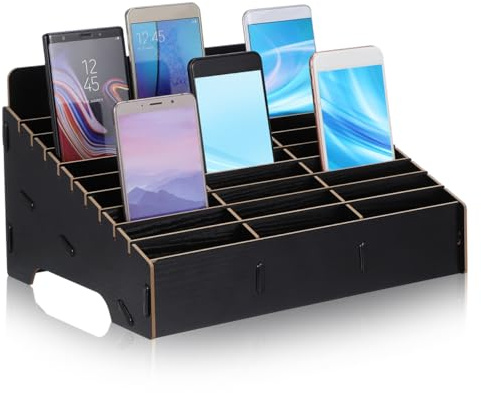 Operitacx Handyaufbewahrungsbox Aus Holz Mit 30 Fächern Für Klassenzimmer Und Büro Multifunktionale Mobile Phone Storage Box Organizer Für Schreibtisch 12.6X9.25X7.48 Zoll