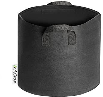 EarlyGrow 10 litres (3 US gallon) Fabric Plant Grow Bags Heavy Duty Breathable Nonwoven Smart Growing Growbag Planters Potato, Tomato, Chilli Peppers, Cucumbers and Other Fruit and Vegetables