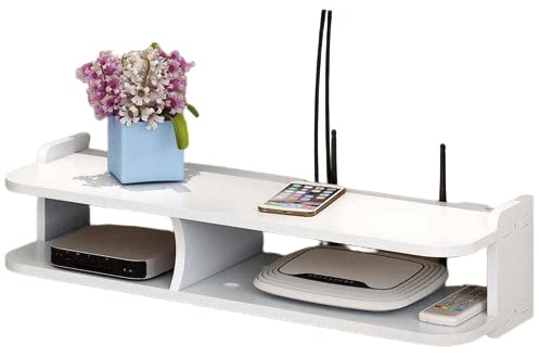 DAZZLEEX - Caja de almacenamiento para router WiFi, 50 cm, sin perforación, para sala de estar, TV, decodificador, reproductor de DVD