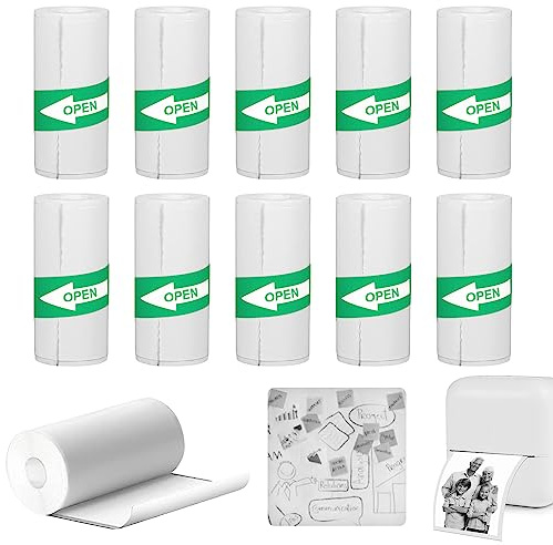 KERANEET 10 Rollen Thermorollen Thermopapier Selbstklebend Mini Drucker Aufkleber thermorollen 57x25mm Mini Drucker Sticker Thermopapier für Kinderkamera für Mobiler Fotodrucker