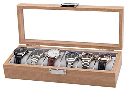 Uhrenbox, 6 Fächer, Luxus-Uhrenbox, Uhrenhalter, Box für Uhren, Herren, Schmuck, Uhren-Organizer, Uhren-Organizer für Aufbewahrung und Präsentation