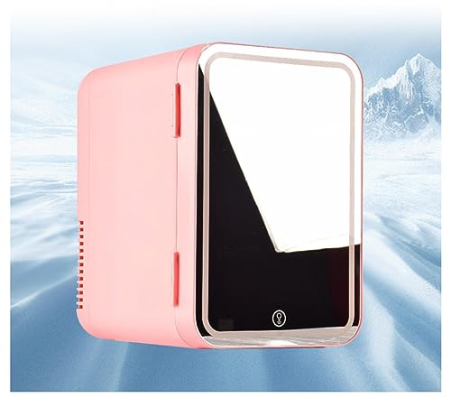 HAZARA Mini Frigo Da Camera, 8L,Con Specchio Cosmetico Led Beauty Mini Frigo, Raffreddamento E Riscaldamento,12v/220v Frigo Skin Care, Il Miglior Regalo Per Le Donne,Pink