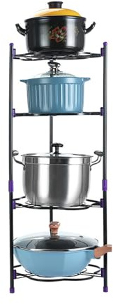 HYPIQQ Pan Stands for Saucepans Stand Pan Stand Kitchen Pans Pots Storage Shelf Organizer Holder Standing Rack Saucepan Stand,Black,4 tiers