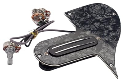 Toyvian Mandolin Pickguard Loaded Pickups Prewired for Single Coil Black Scratch Plate Assembly Set Knobs for Mandolin