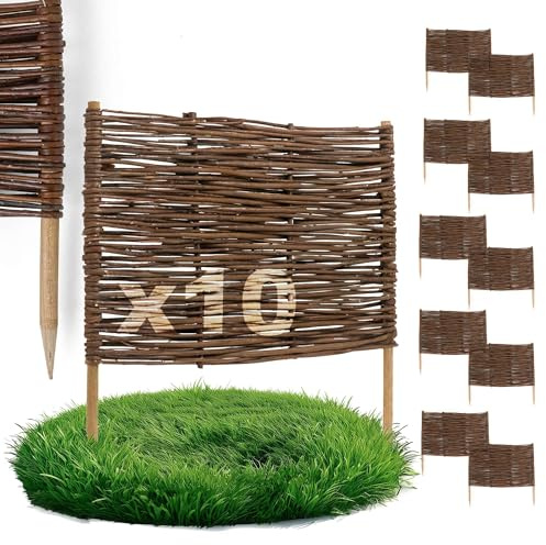 BOGATECO Salice Recinzione di Regno | 60 cm di Lunghezza e 40 cm di Altezza | Perfetto Come Recinzione per Giardini e Laghetti | rangivista per recinzione giardino esterno | 10 Pack
