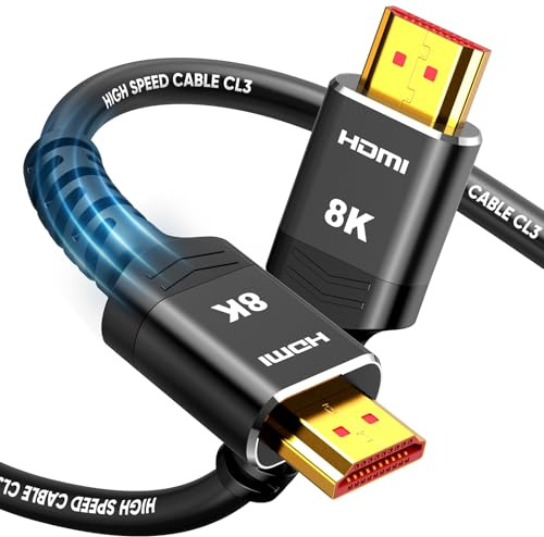 Highwings HDMI Cables 20FT Long, 8K Ultra High Speed HDMI 2.1 Cable [in-Wall CL3 Rated, 48Gbps] 8K@60 4K@120Hz/144Hz, HDMI Cord eARC HDCP 2.2 & 2.3, Compatible for XbX/S/HDTV/GPUs 30 & 40 Series