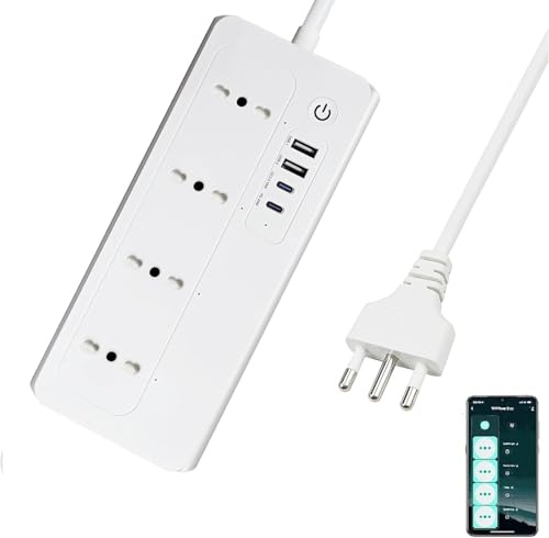 Ciabatta Multipresa Matter con USB C 20W, Multipresa Smart WiFi Caricatore Rapido USB C Matter Simple Setup, Compatibile con Alexa, Apple HomeKit e Google, 16A, 4 Prese, 2 USB C, 1,5M