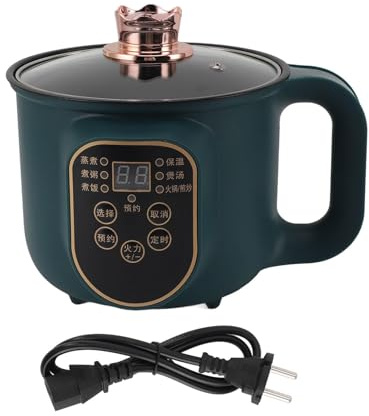 Elektroherd, Tragbarer Elektrischer Kochtopf mit Timer, Leicht zu Reinigen, 1,8 L Fassungsvermögen, 600 W Power-Kochtopf für Nudelsuppe, Steak, Eier und Haferflocken (EU-Stecker