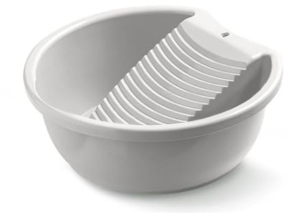 Lavabo portatile in plastica antiscivolo per lavare a mano vestiti piccoli articoli delicati vasca per la biancheria per uso domestico ed esterno, grigio